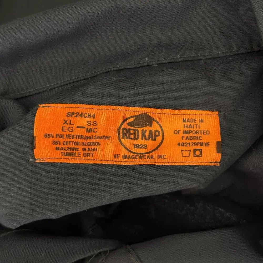 Red Kap Hellanbach Shirt Mens XL Speed Shop Work Button Up Gray Mechanic Garage - Picture 3 of 11